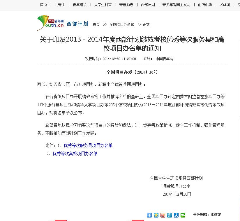 西部计划网站截图